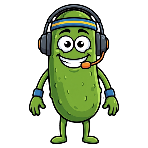 Big Dill, the house announcer — a pickle in a headband with a paddle